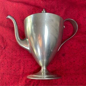 Elegant Pewter Coffee Pot with Curved Spout and Pedestal‎ Base